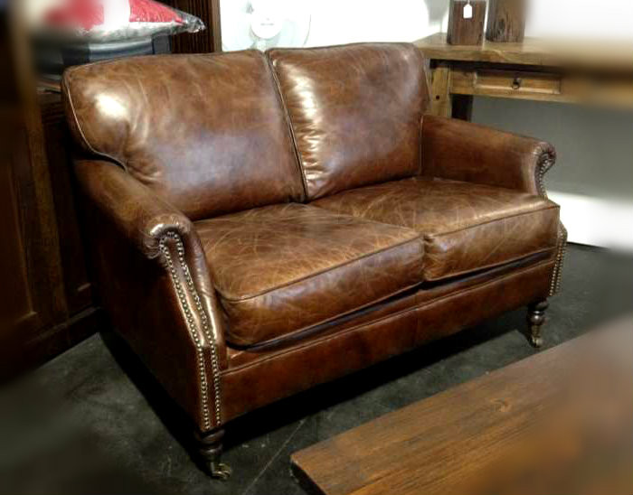 Newport Aged Leather 2-Seater Lounge