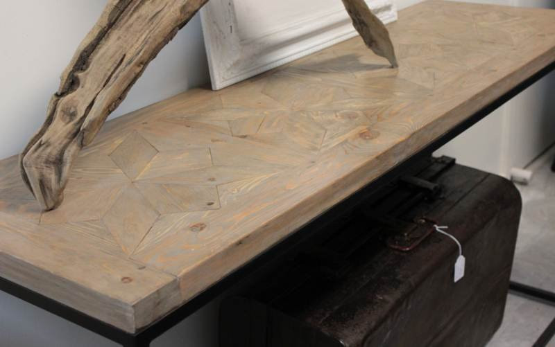 Parquetry Top Console in Driftwood