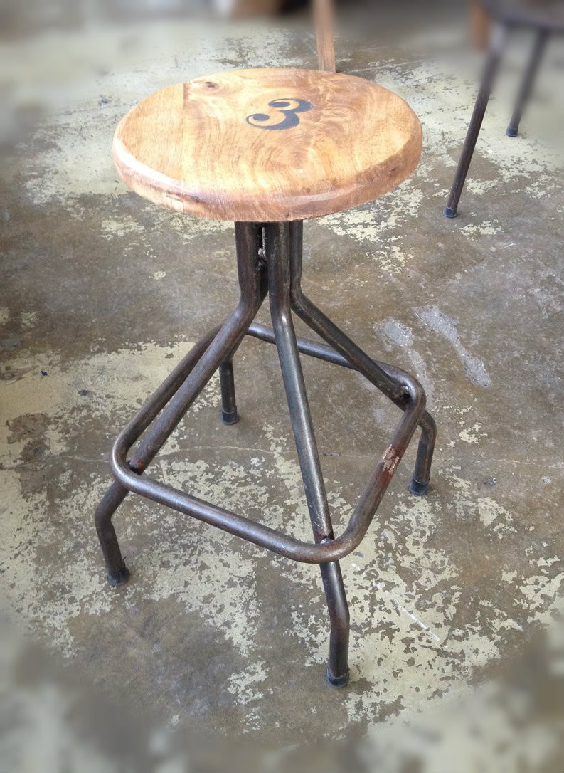 Sarah Woodtop Industrial Stool