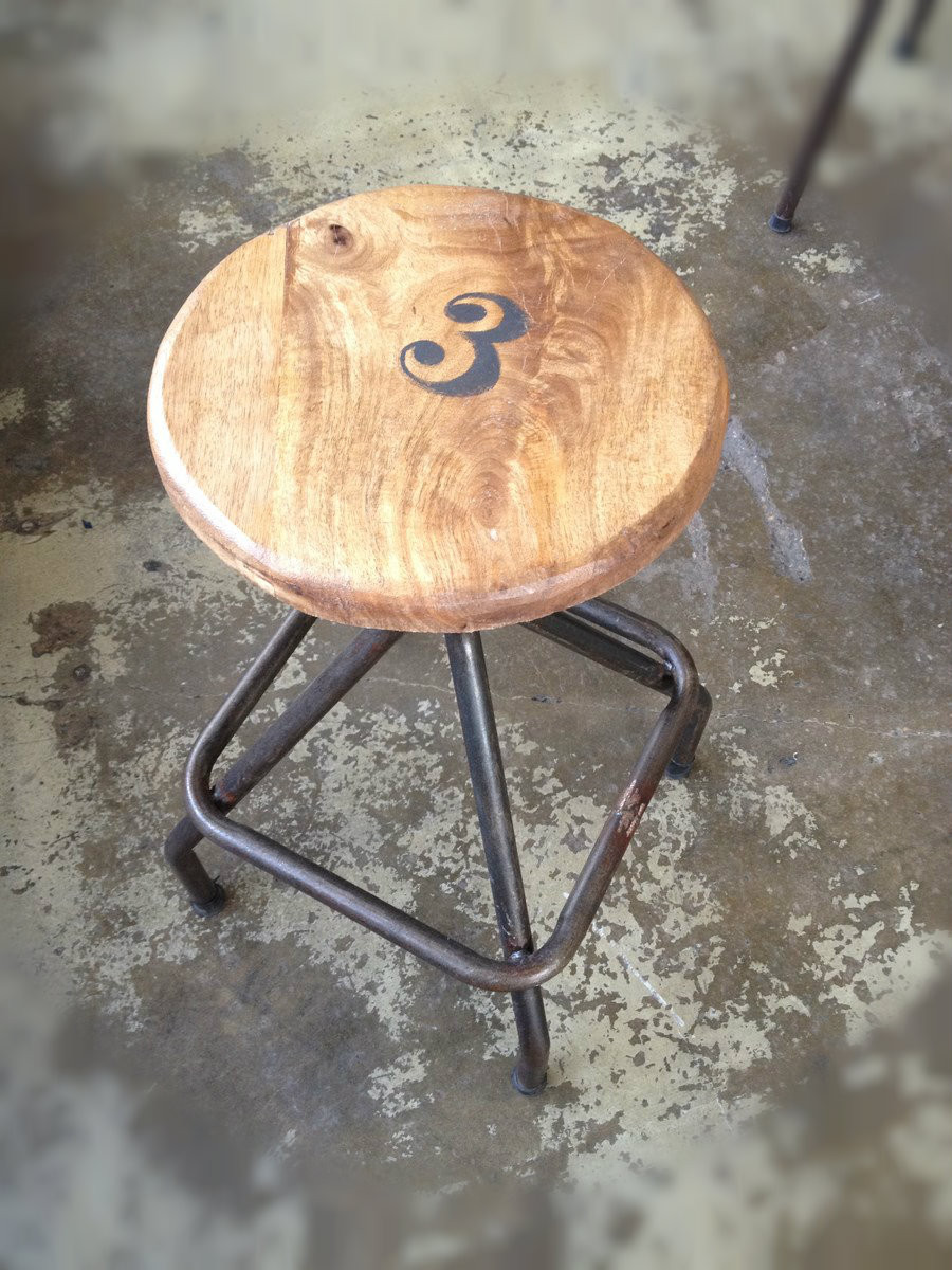 Sarah Woodtop Industrial Stool