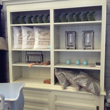 Boston Bookcase - Off White with Brown Back