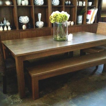 Tasmanian Oak Table & 2 x Benches Set