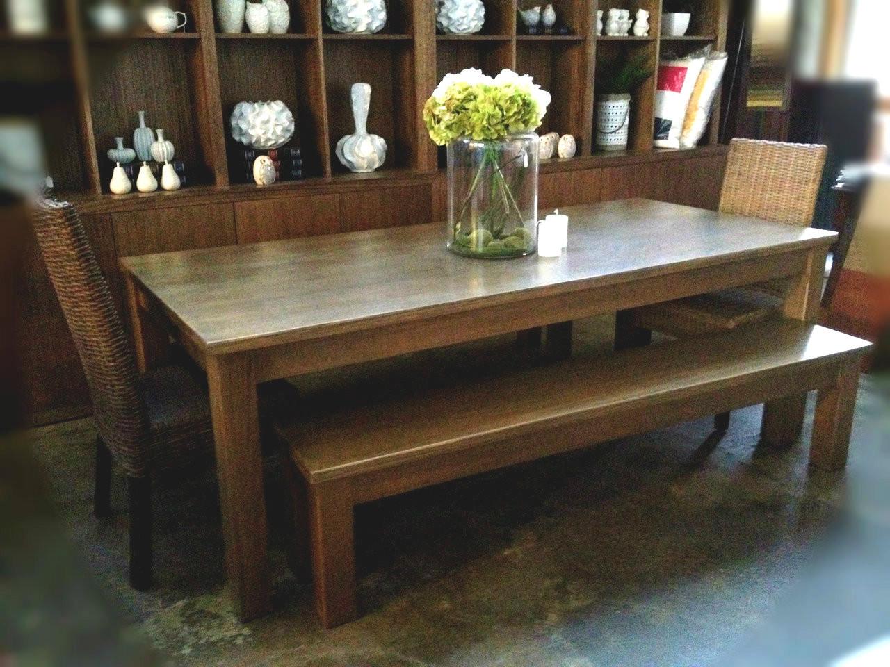 Tasmanian Oak Table & 2 x Benches Set