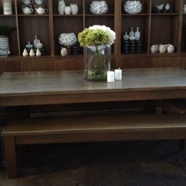 Tasmanian Oak Table & 2 x Benches Set