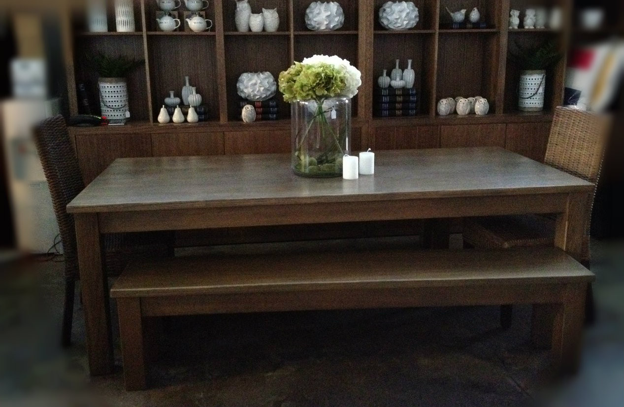 Tasmanian Oak Table & 2 x Benches Set