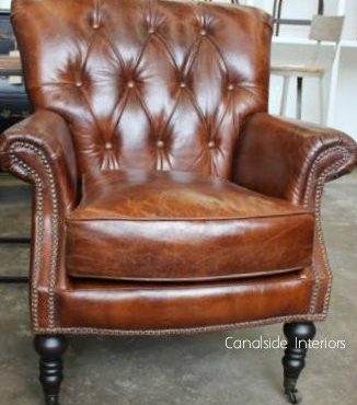 Knox Aged Leather Armchair - Left View