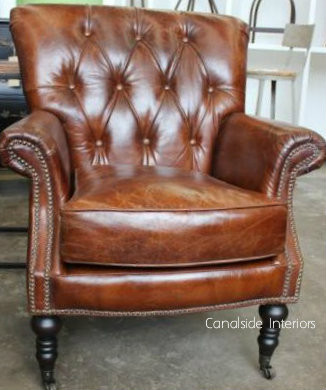 Knox Aged Leather Armchair - Left View