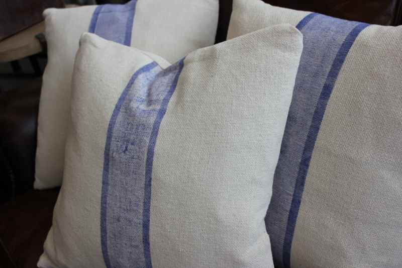 Square Cotton Blue Stripe Cushion