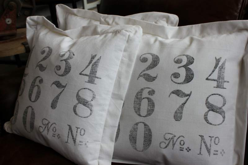 White Cushion with Numbers & Border