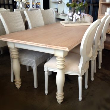 Riverina Dining Table - Distressed White with Limewash Top