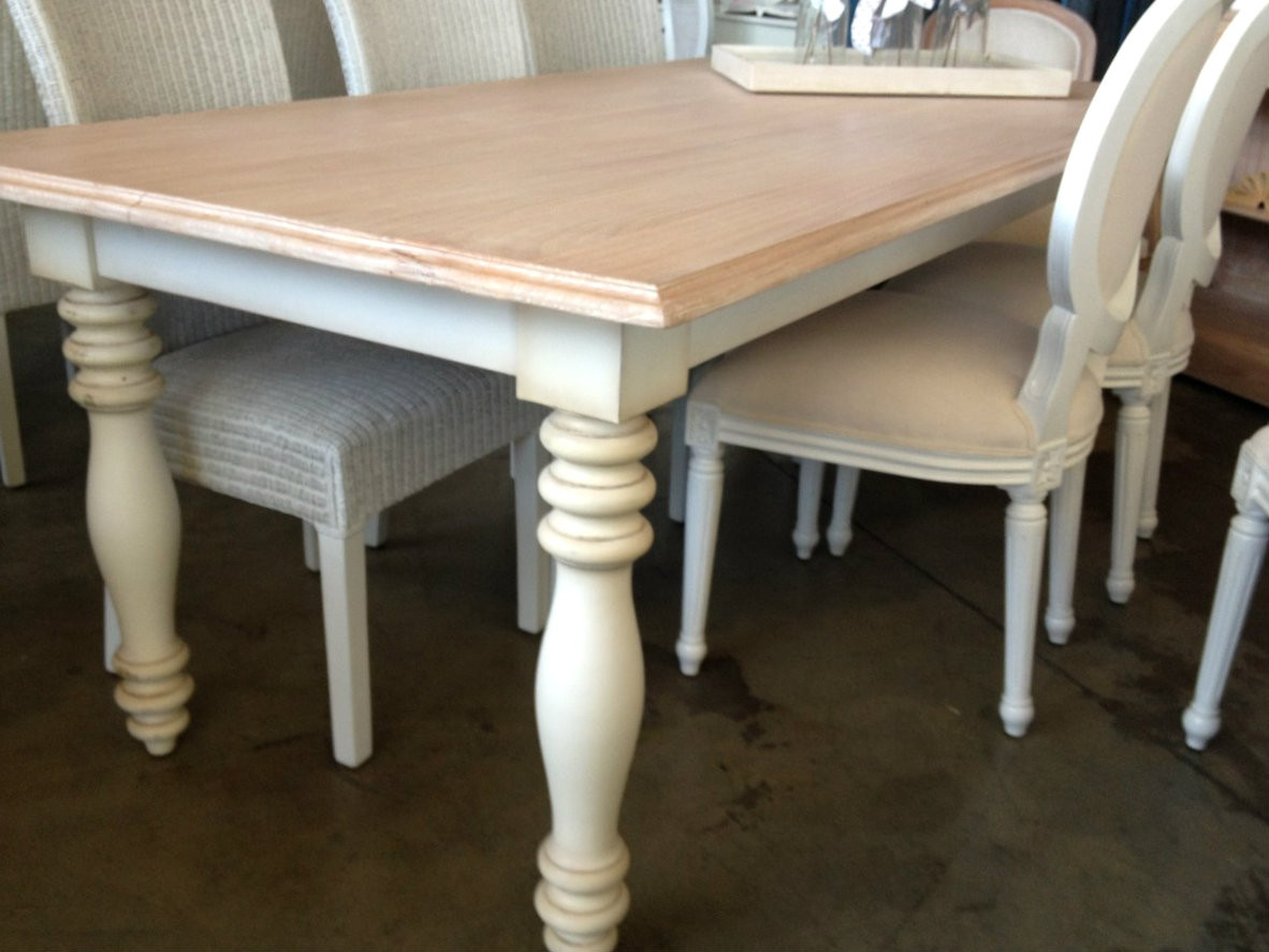 Riverina Dining Table - Distressed White with Limewash Top