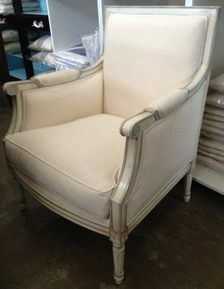 Jacob Bergere in Distressed Grey with Cream Upholstery