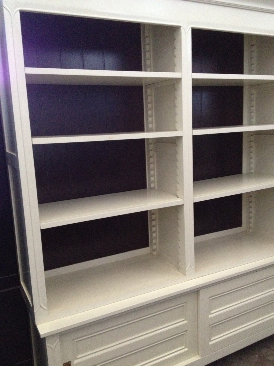 Boston Bookcase - Off White with Brown Back