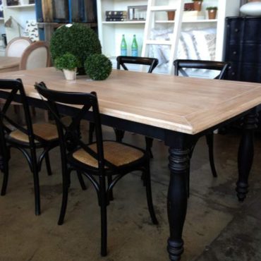 Riverina Dining Table in Black with Limewash Top