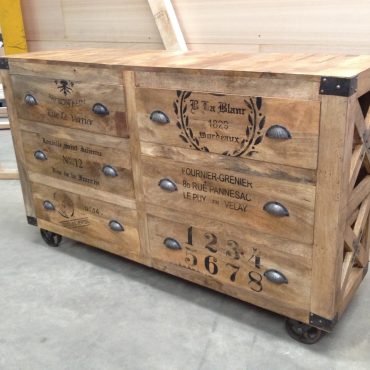 Grinder 6 Drawer Industrial Sideboard on Castors