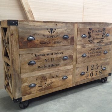 Grinder 6 Drawer Industrial Sideboard on Castors