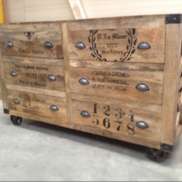 Grinder 6 Drawer Industrial Sideboard on Castors