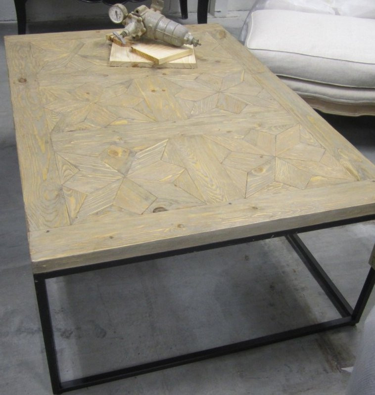 Parquetry Top Coffee Table in Driftwood Colour