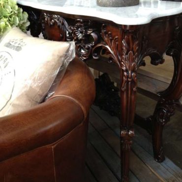 Baroque Console - Mahogany Brown with Carrera Marble Top