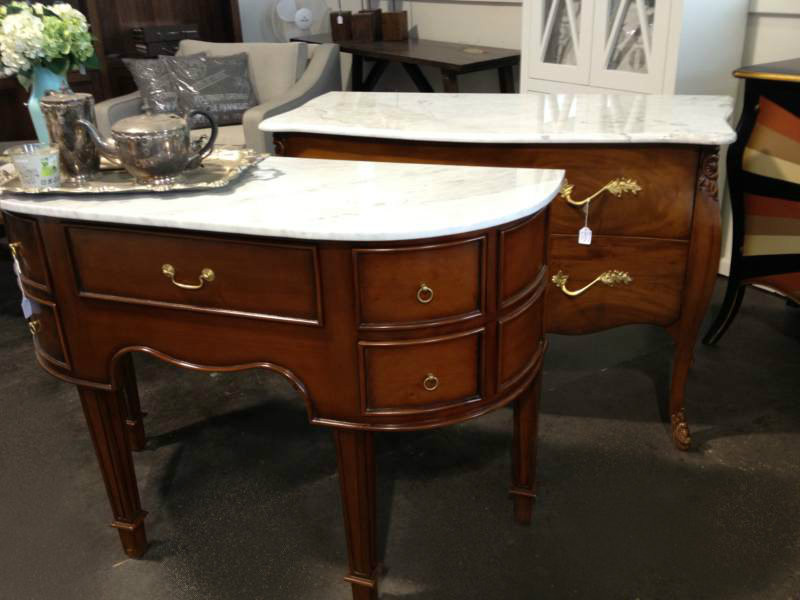 Demilune Console with Marble Top