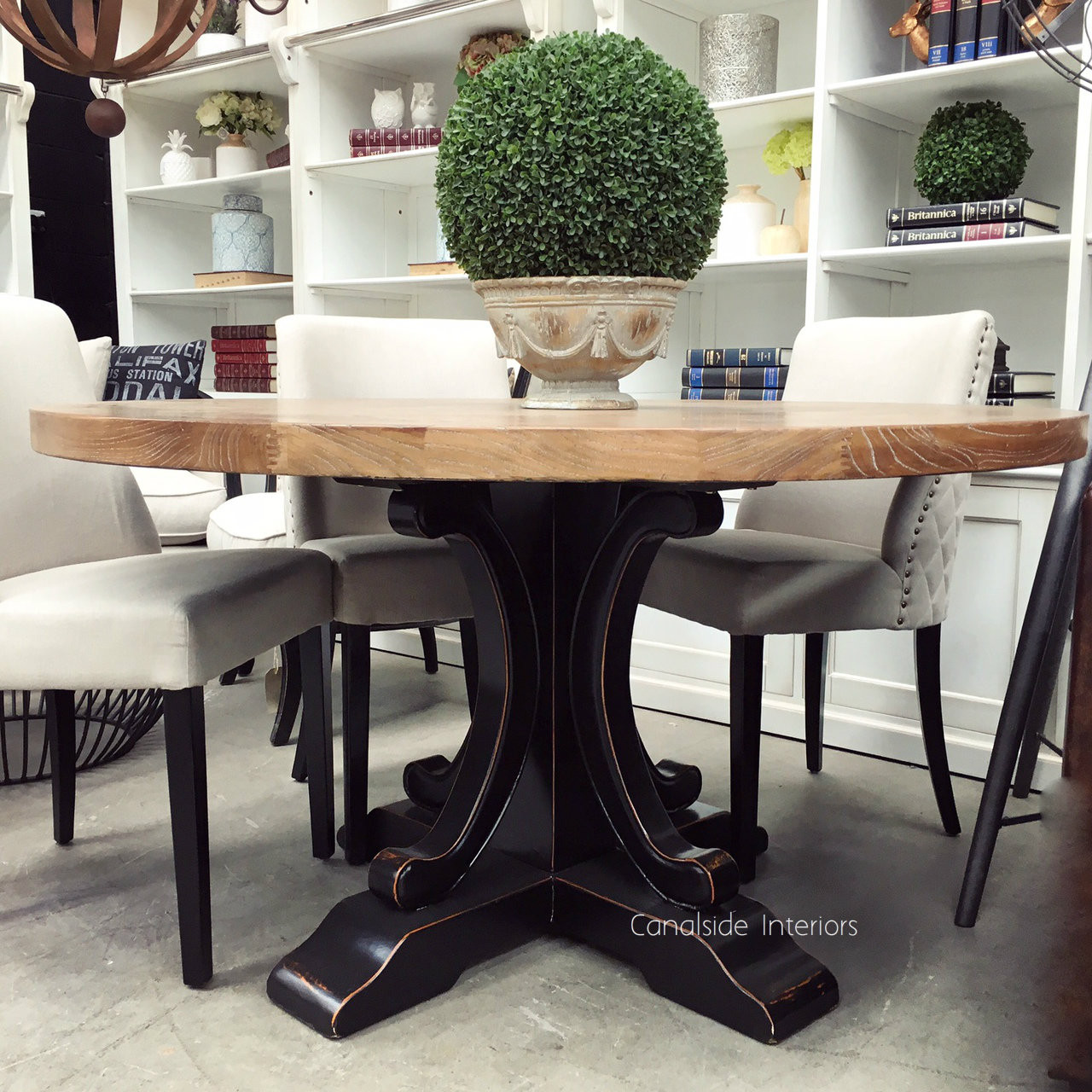 Artisan Parquetry Top Round Dining Table