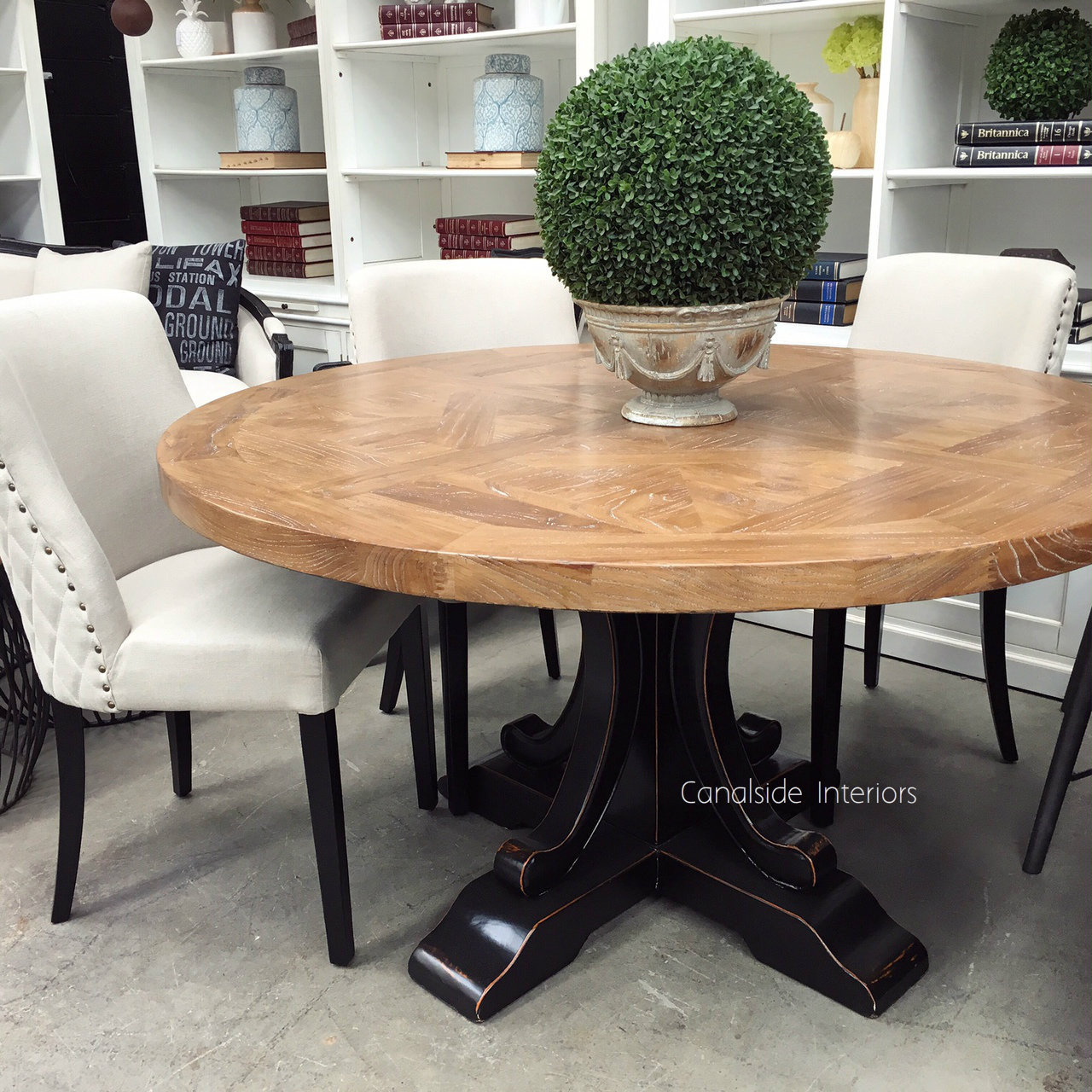 Artisan Parquetry Top Round Dining Table
