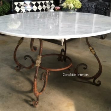 Santiago Round Dining Table with Carrera Marble Top