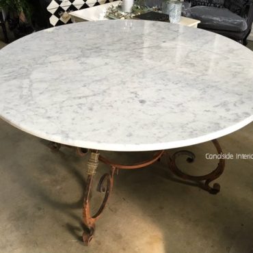 Santiago Round Dining Table with Carrera Marble Top
