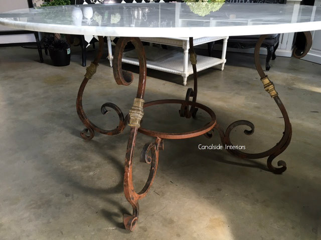 Santiago Round Dining Table with Carrera Marble Top