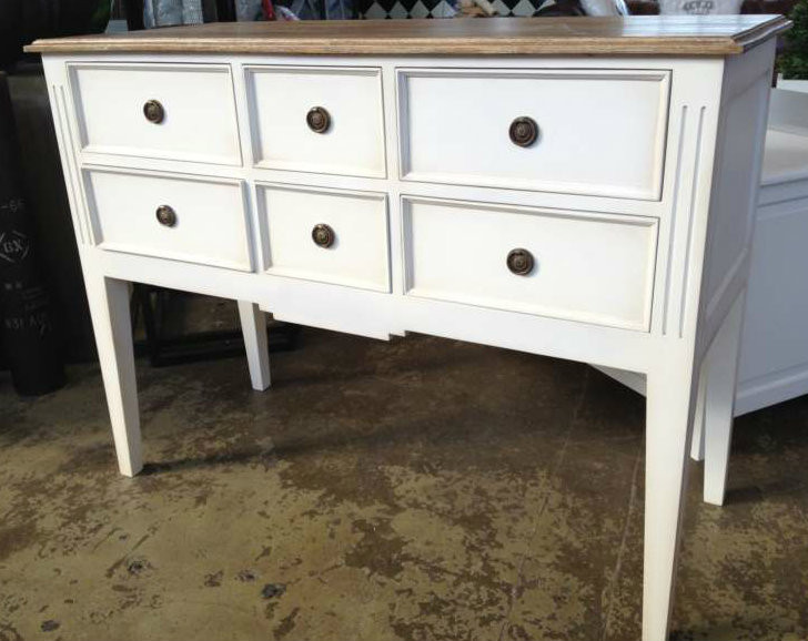 Peninsula Buffet in White with Limewash Top