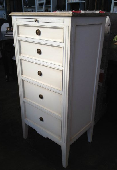 Peninsula Tall Chest - White with Limewash Top