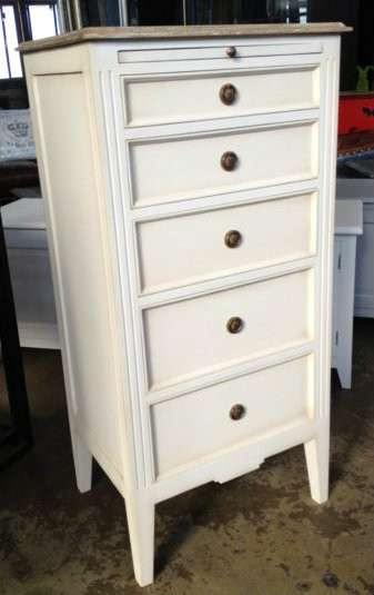 Peninsula Tall Chest - White with LImewash Top