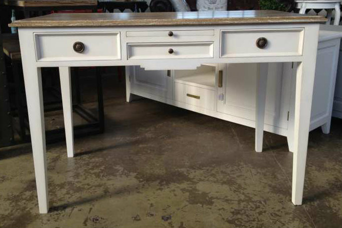 Peninsula Desk - White with Limewash Top
