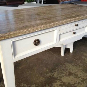 Peninsula Desk White with Limewash Top