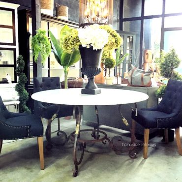 Santiago Round Dining Table with Carrera Marble Top