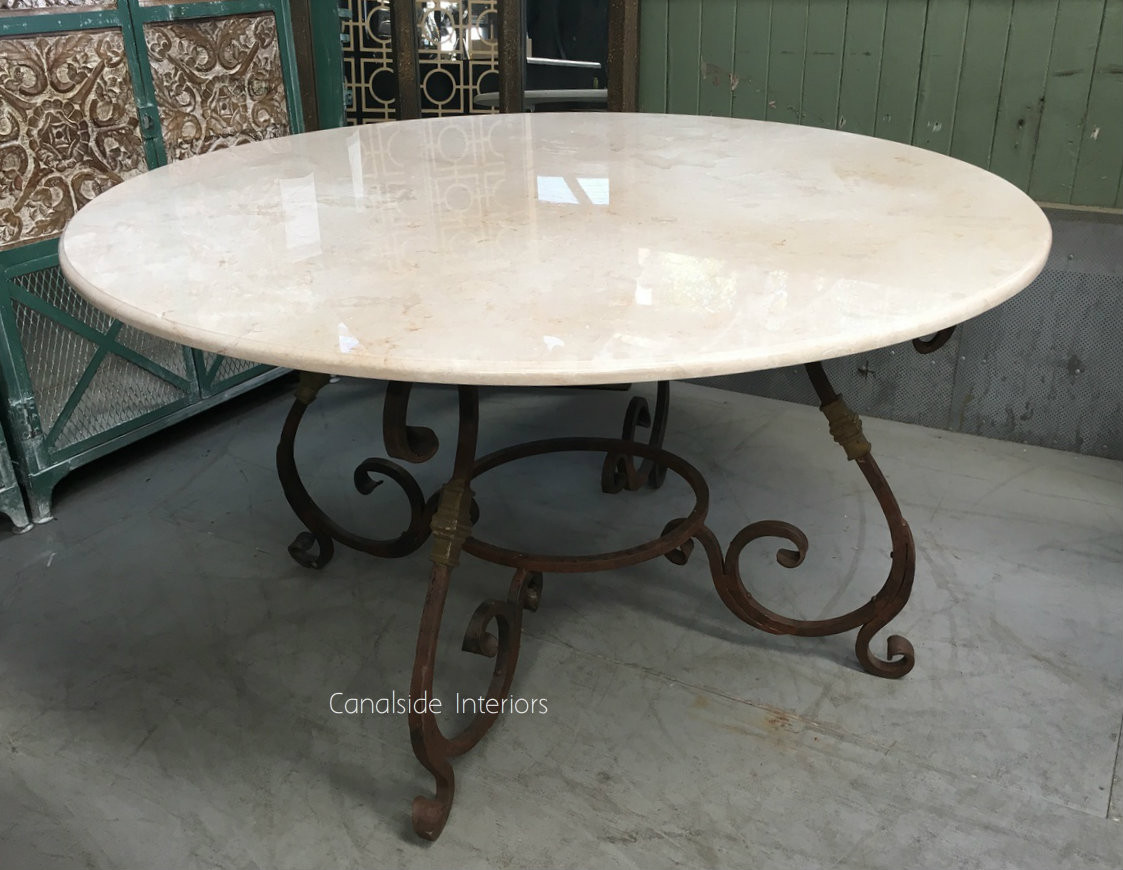 Santiago Round Dining Table with Marble Top