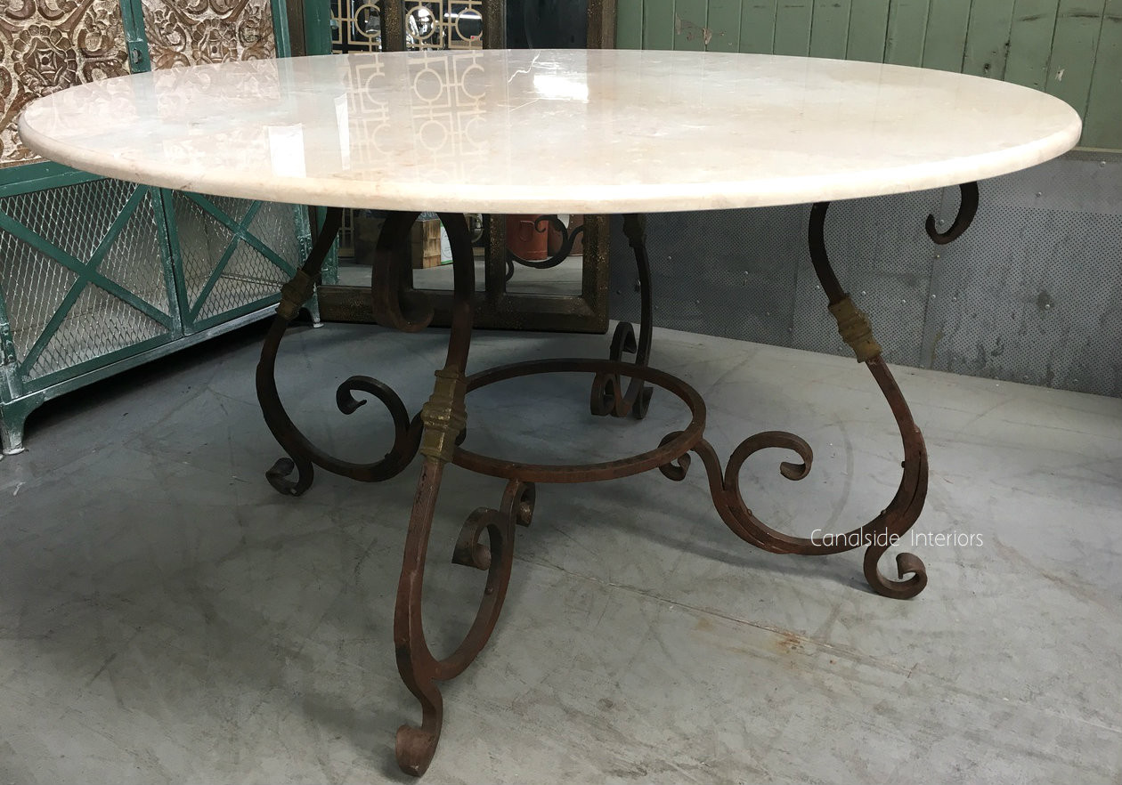 Santiago Round Dining Table with Marble Top