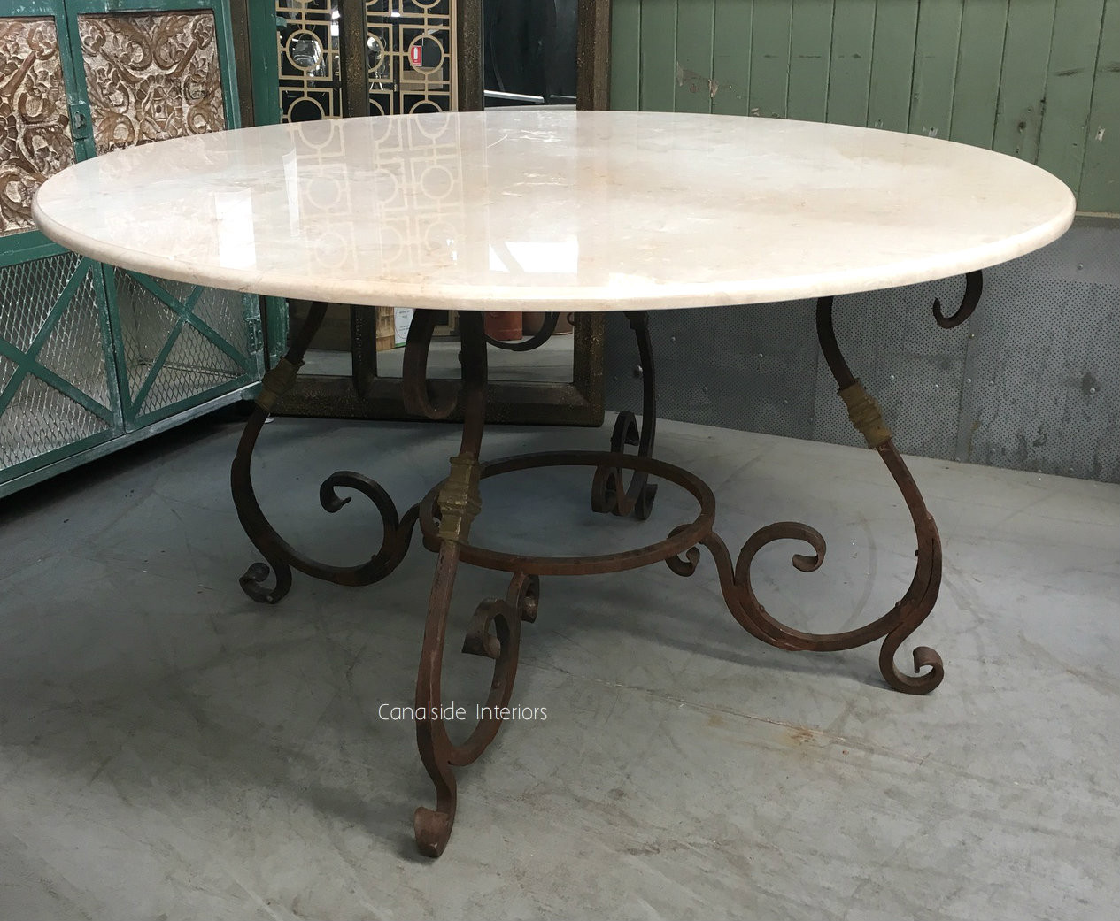 Santiago Round Dining Table with Marble Top