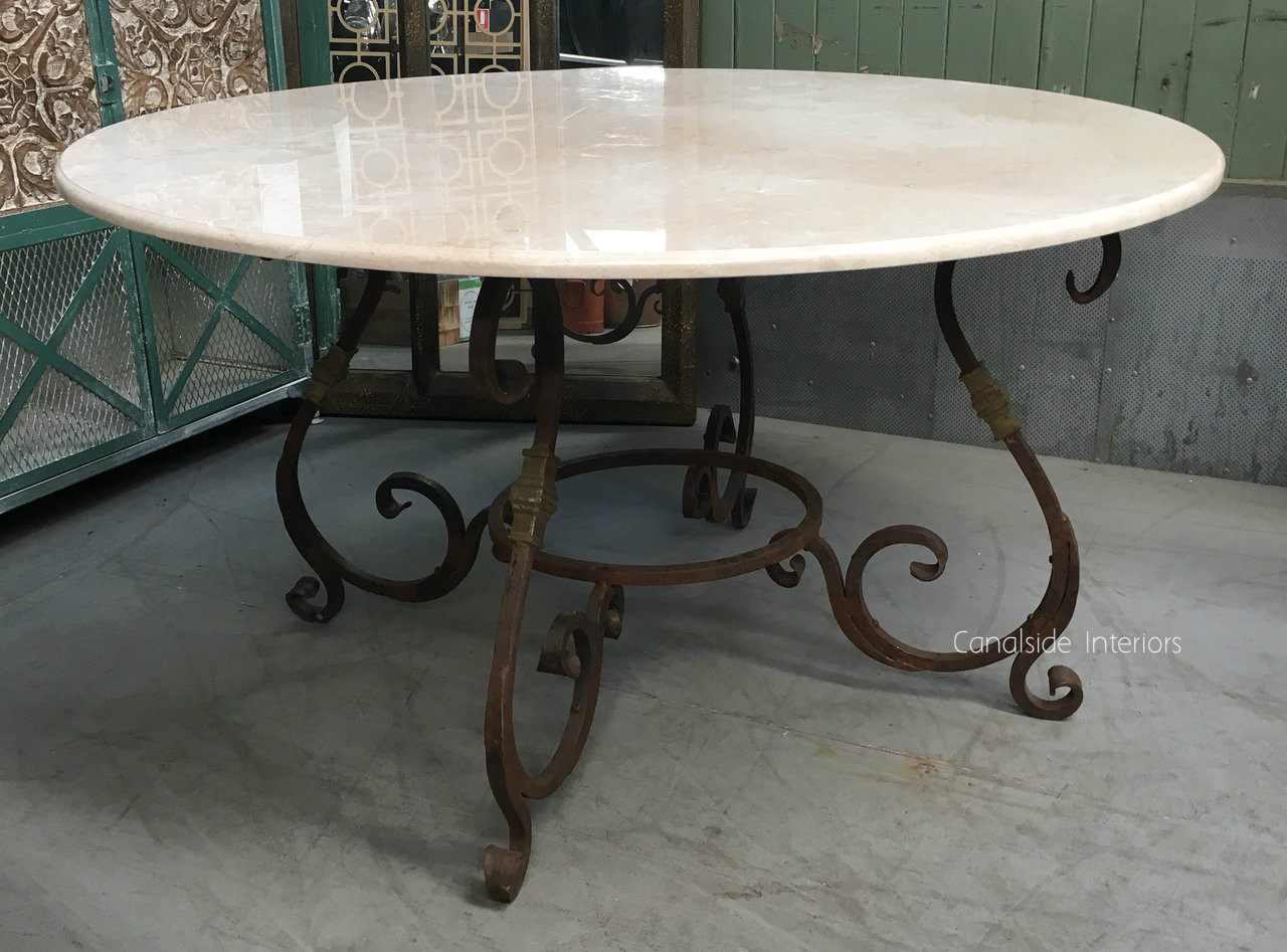 Santiago Round Dining Table with Marble Top