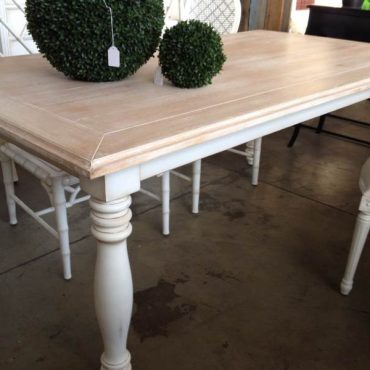 Riverina Dining Table - Distressed White with Limewash Top