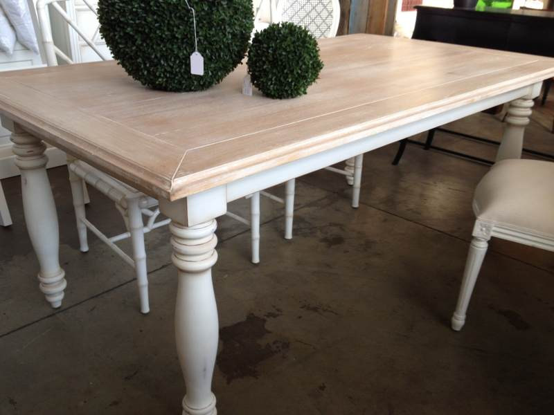 Riverina Dining Table - Distressed White with Limewash Top