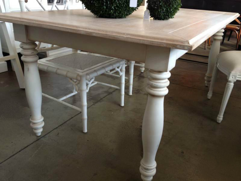 Riverina Dining Table - Distressed White with Limewash Top