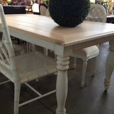 Riverina Dining Table - Distressed White with Limewash Top