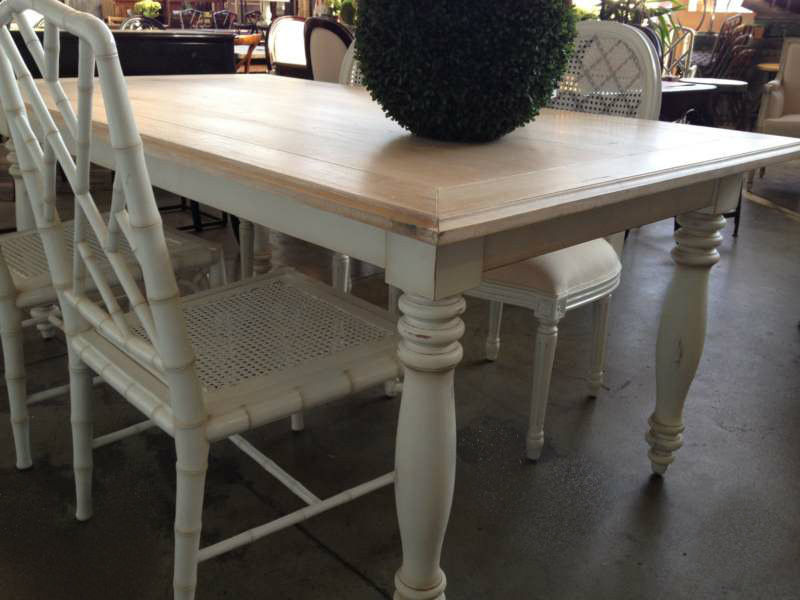 Riverina Dining Table - Distressed White with Limewash Top