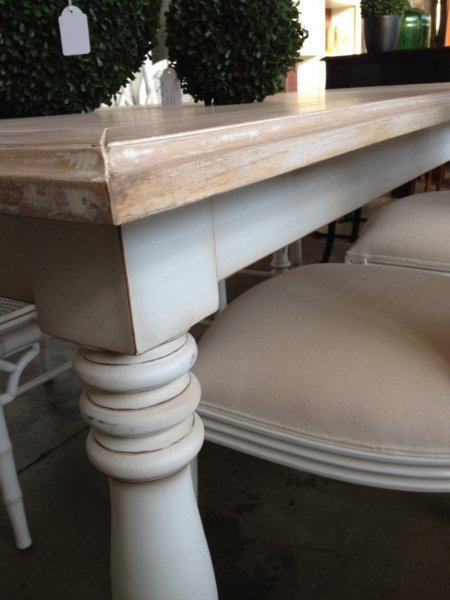 Riverina Dining Table - Distressed White with Limewash Top