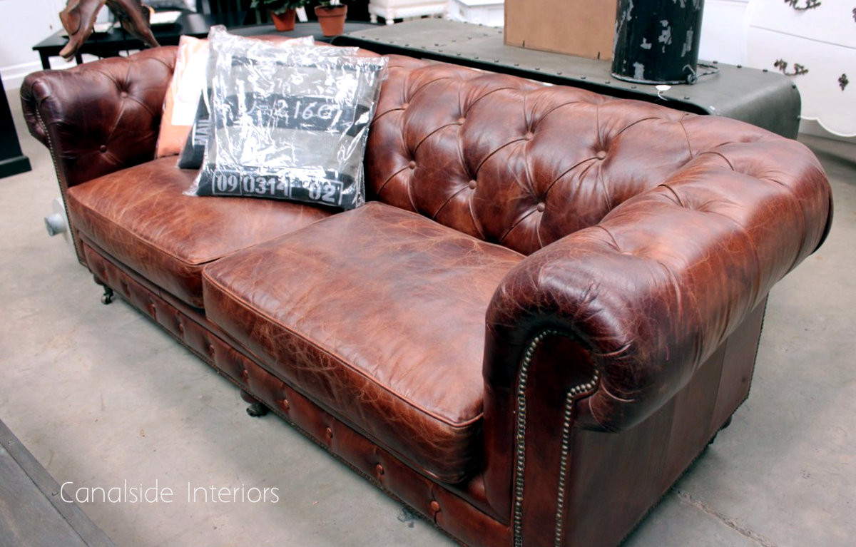 Lincoln Aged Leather Chesterfield