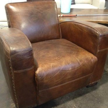 Art Deco Aged Leather Armchair