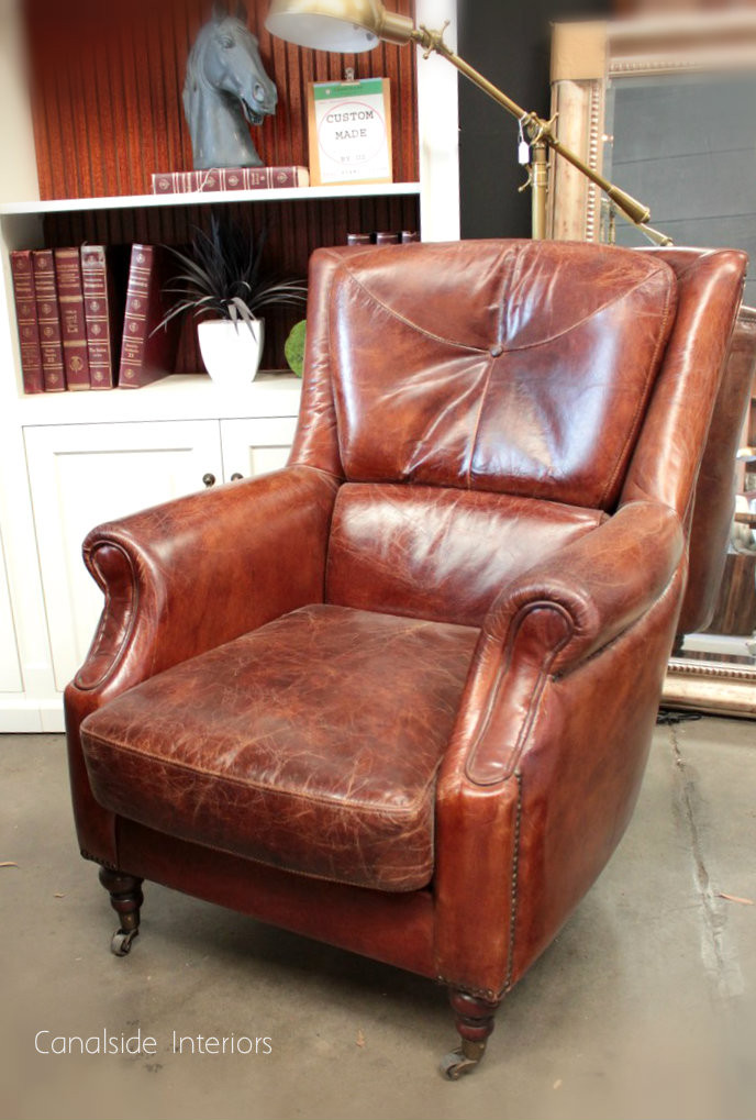 Eton Aged Leather Wingback