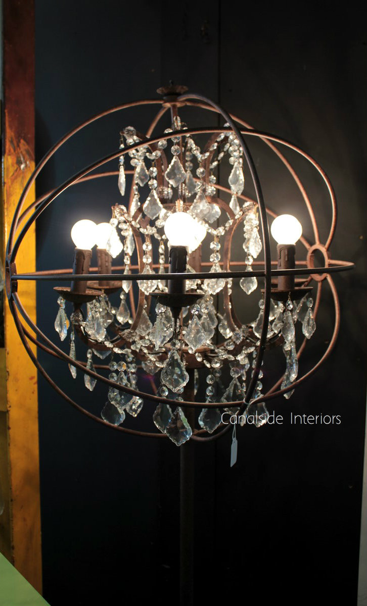 Foucault Iron Orb Chrystal Floor Lamp