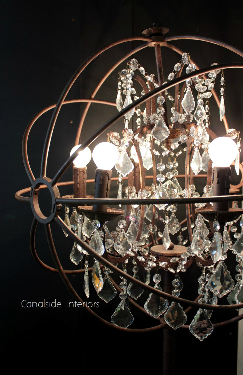 Foucault Iron Orb Chrystal Table Lamp